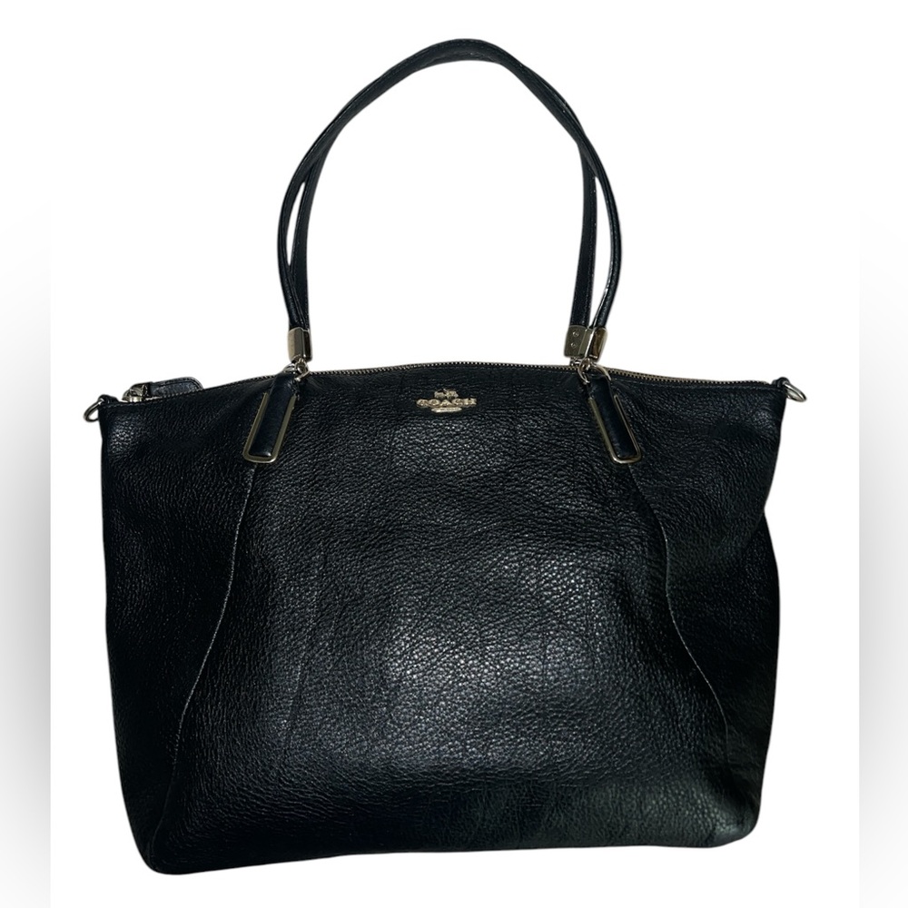 Coach Women's Pebble Leather Kelsey Black Double Handle Satchel 10X12